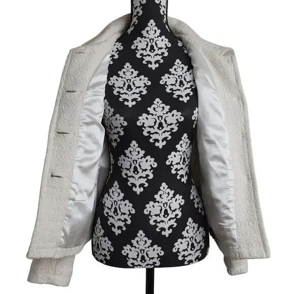 Women's Cream Preppy Twee Charlotte Russe Lined Button Up Jacket - S - Picture 8 of 11